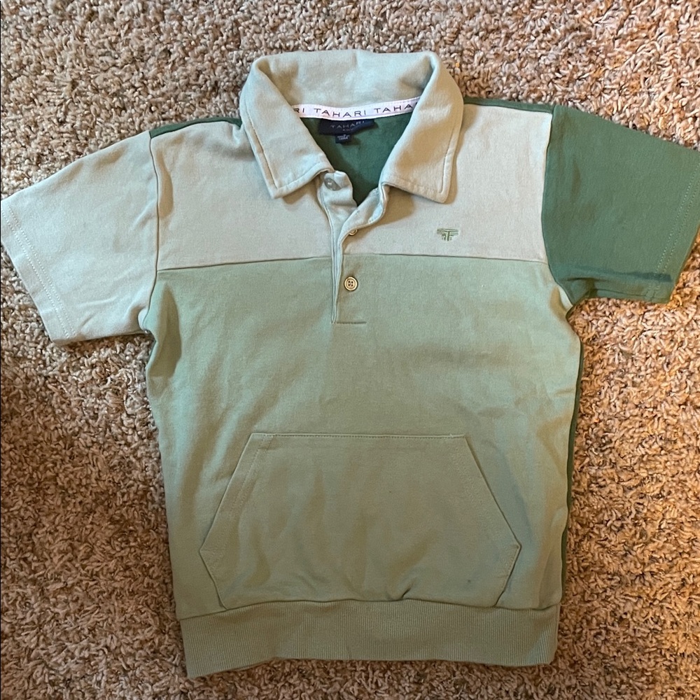 Tahari Kids Polo in Tan and Green
